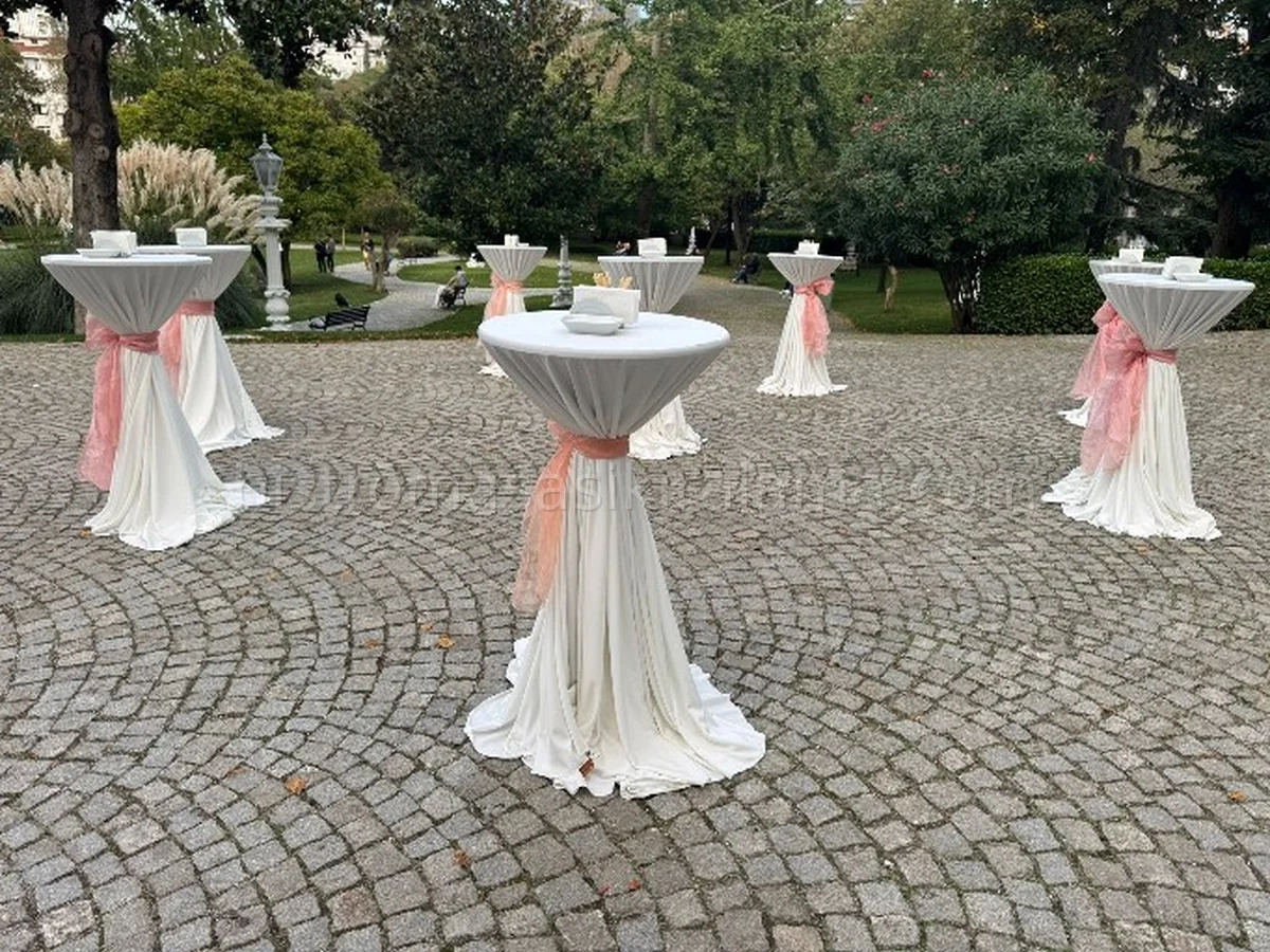 Bahçe Pudra Fiyonk Kokteyl Masası Kiralama